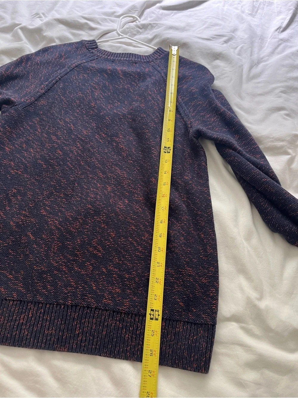 Banana Republic Men Supima Cotton Knit Sweater Marled Crewneck Navy Orange S